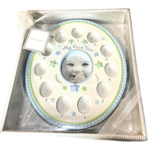 First Impressions My First Year Baby Photo Frame Oval Blue Green White New 2011